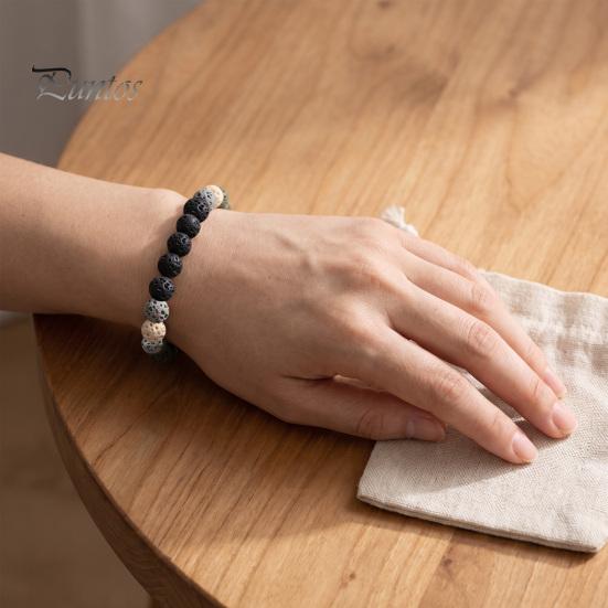 Minimalist Stackable Beaded Jewelry Obsidian Stone Bracelet for Men Women, Colorful Rock Beads Handmade Elastic Stretch Bracelet, Aromatherapy