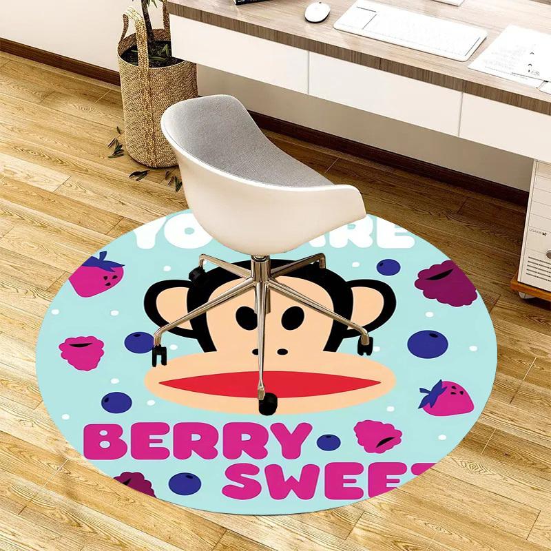1pc Berry Sweet Monkey Round carpet, Made of Polyester,Perfect for Decorating Office Chairs, Living Rooms fplt036