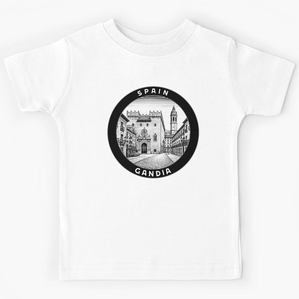 Gandia Spain Linocut Style  Kids T-Shirt 170