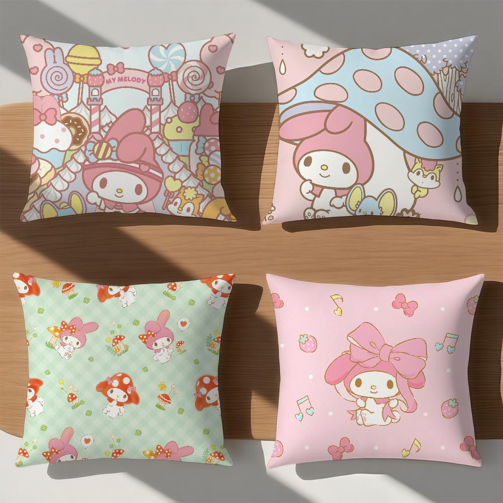 Cartoon Cute Fun Art M-My M-Melody Sro Comfortable Soft Hogar Pillowcase For Sofa Living Room Bed Home Decor Protective Covers