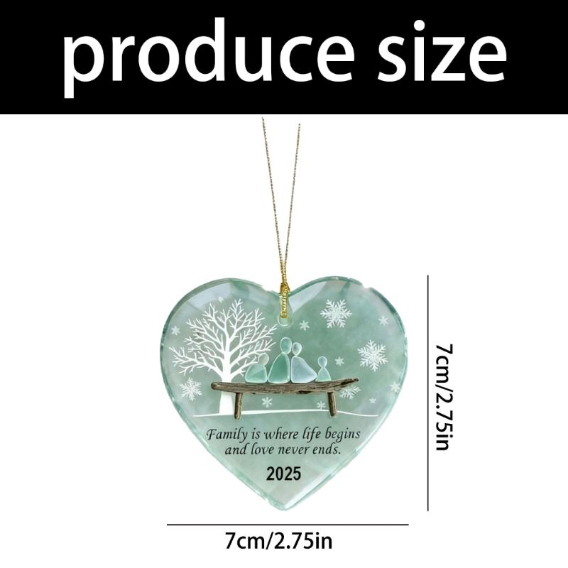 Christmas Heart Ornament With Winter Family Silhouettes Handmade Festival Homes Accent Gift