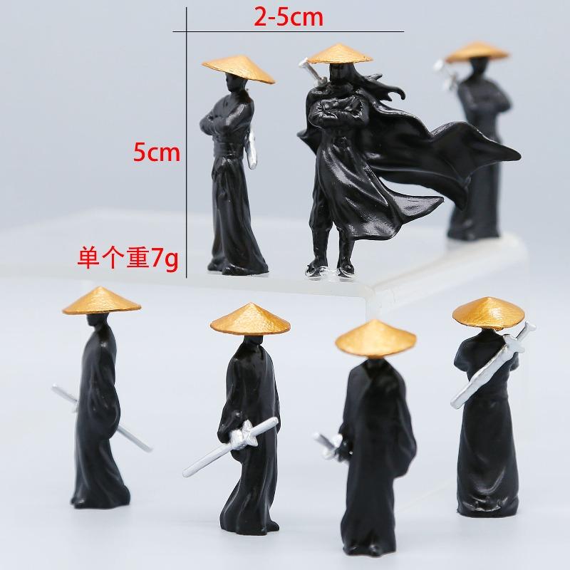 5CM Mini Chinese Swordsman Figure Exquisite Ancient Kung Fu Car Statue Ornament Cartoon Swordsman Miniatures Home Desk Decor