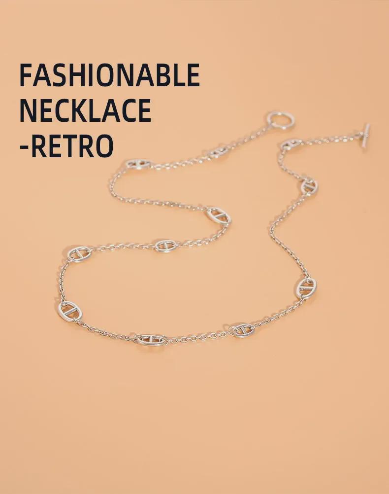 Sterling Silver Pig Nose Necklace: Retro Thai Silver Design, Simple Korean Style, Versatile Ladies' Fashion, Personality Trend Jewelry.