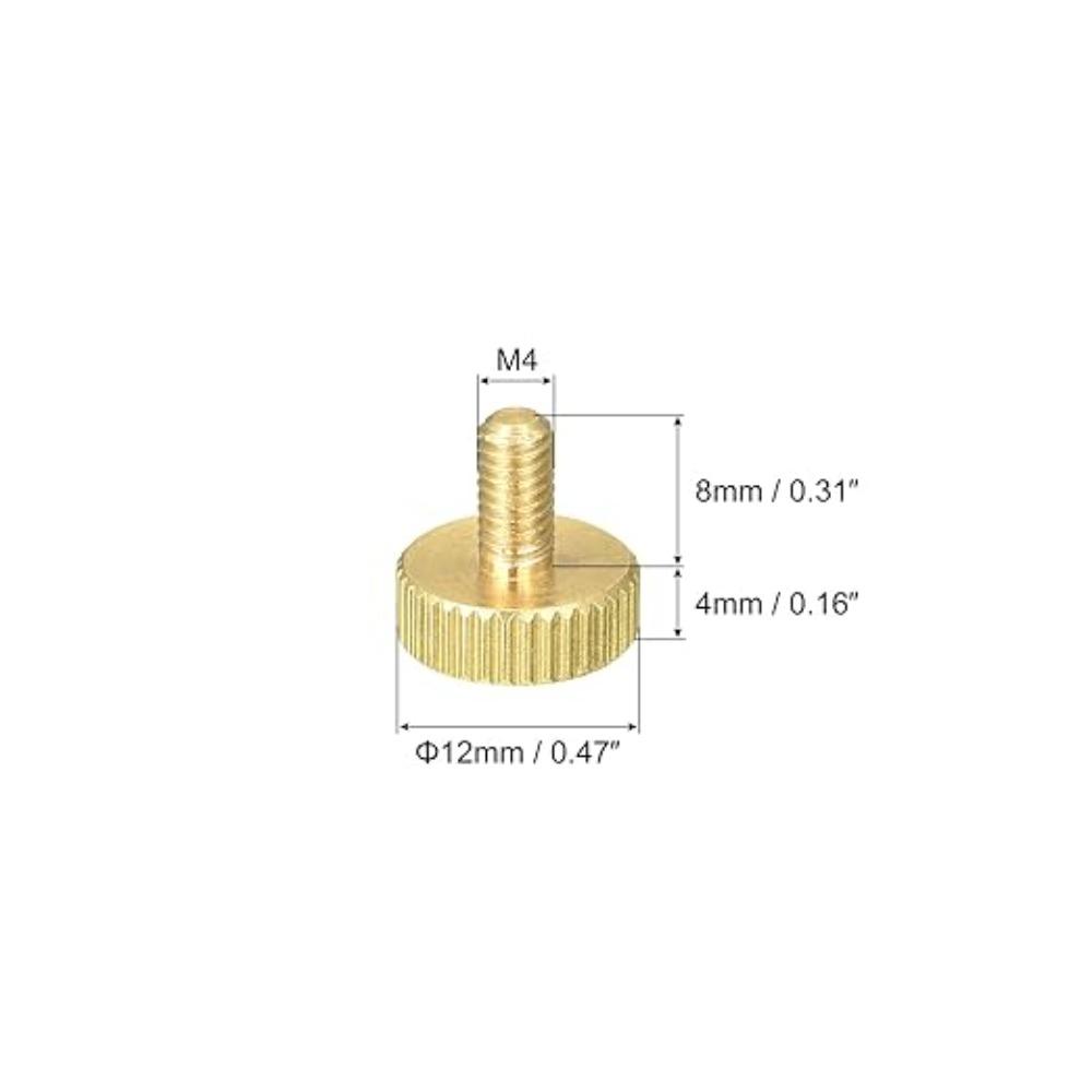 5pcs Copper Flat Head M4x 6-14mm Hand-Tightened Screws Fasteners Knurled Thumb Screws
