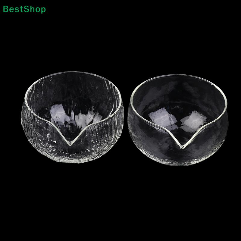 Japanese-Style Matcha Bowl | High Borosilicate Glass Bowl with Spout - Transparent Hammered Texture for Matcha Preparation