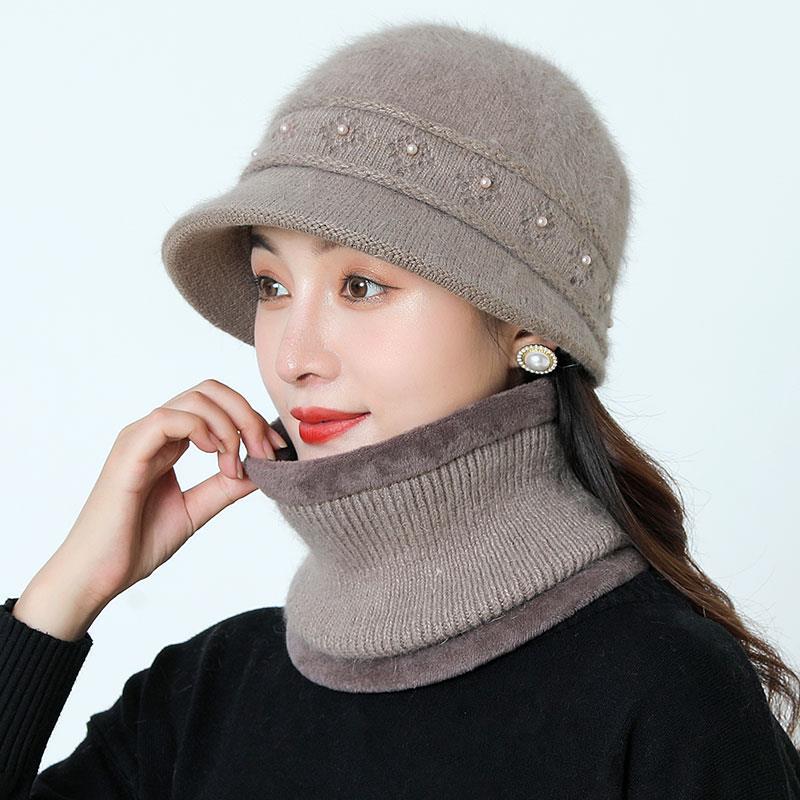 

Wool basin hat women s autumn and winter fashion pearl scarf hat old casual bucket hat One size is elastic