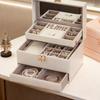 Leather Jewelry Case With Auto Open Designs Multiple Layer Compartments For Necklace Earring Rings Storage
