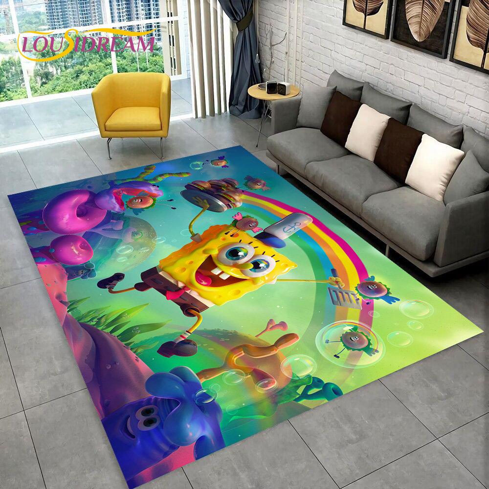 Cartoon S-SpongeBob Area Rug,Carpet Rug for Home Living Room Children Bedroom Sofa Doormat Decor,kids Play Non-slip Floor Mat