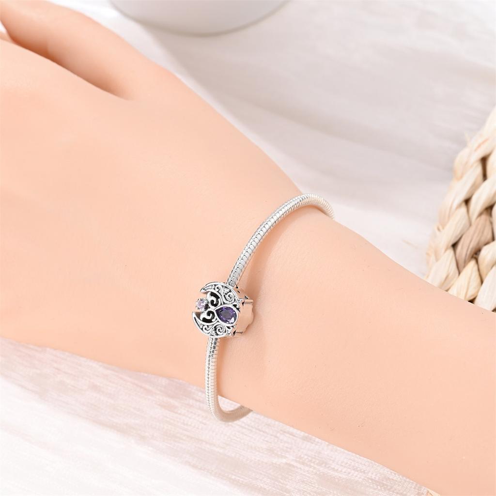 New 925 Silver Jewelry Accessories Bracelet Romantic Classical Butterfly Cross Key Pendant Beaded Bracelet