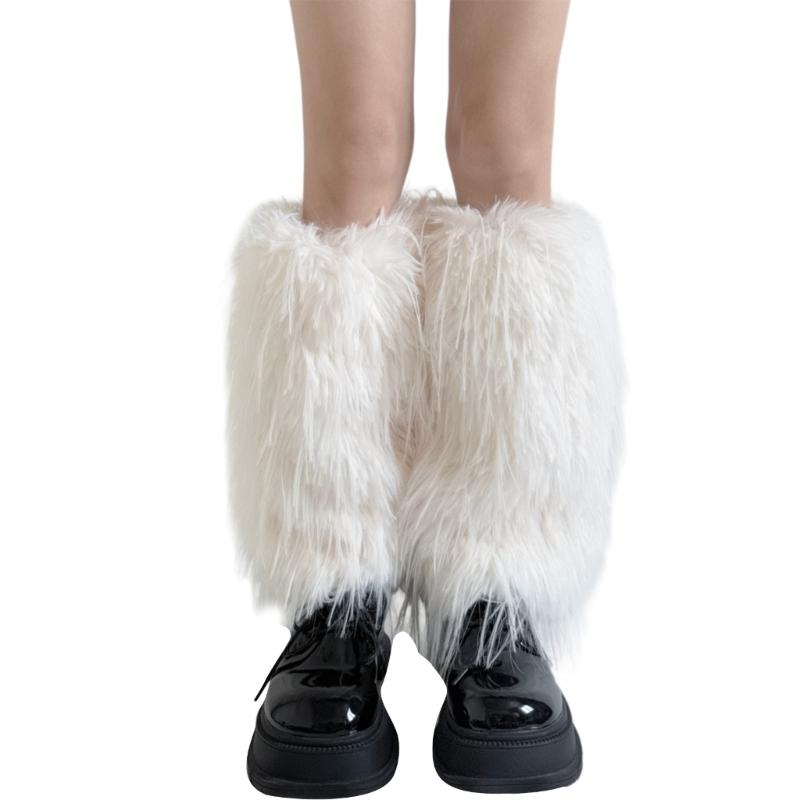 Women's Thick Fuzzy Leg Warmers Soft Plush Boot Covers Toppers for Costume Parties Winter Fashion Accessory Leg Gaiters
