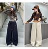 Girls' 2025 Wide-Leg Sweatpants with Velvet - Winter/Spring Sports Style