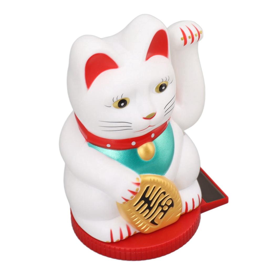 Winkender Arm, Glückskatze, solarbetrieben, Lichtsensor, drehbare Basis, bringt Reichtum und Glück, 12,7 cm