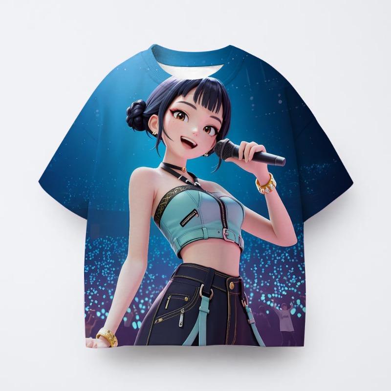 3D Printed Game Player T-Shirt for Boys - Vibrant pixel game design, short-sleeved round-neck,