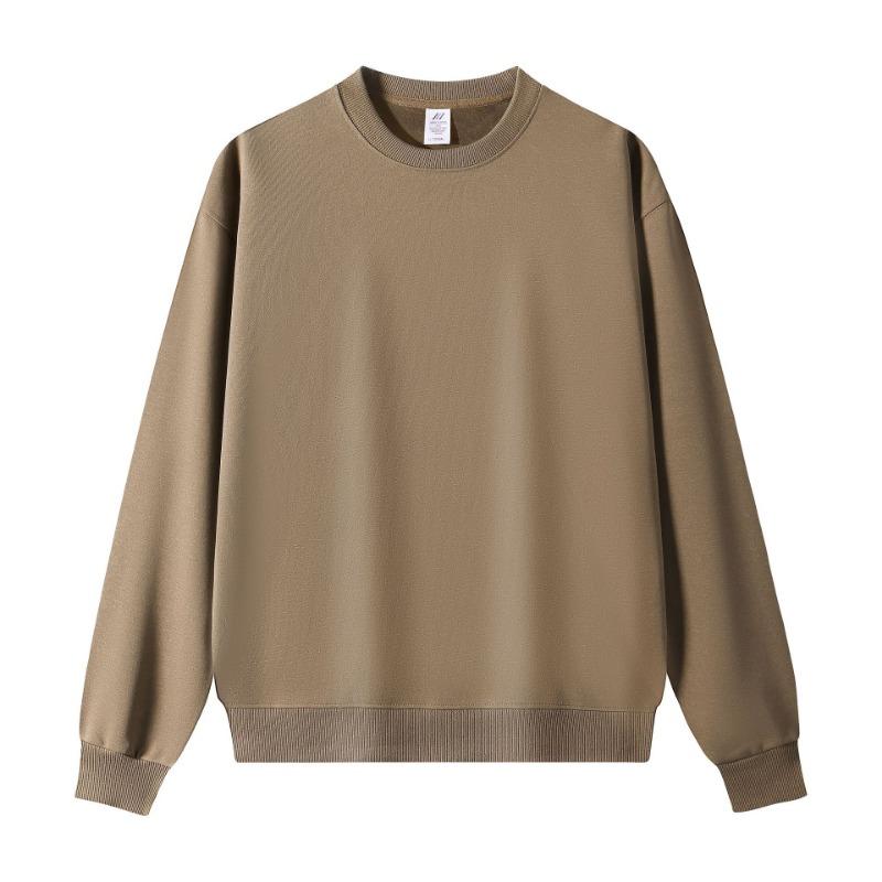 Autumn and winter new cotton crew neck sweater solid color loose casual men's and women's tops