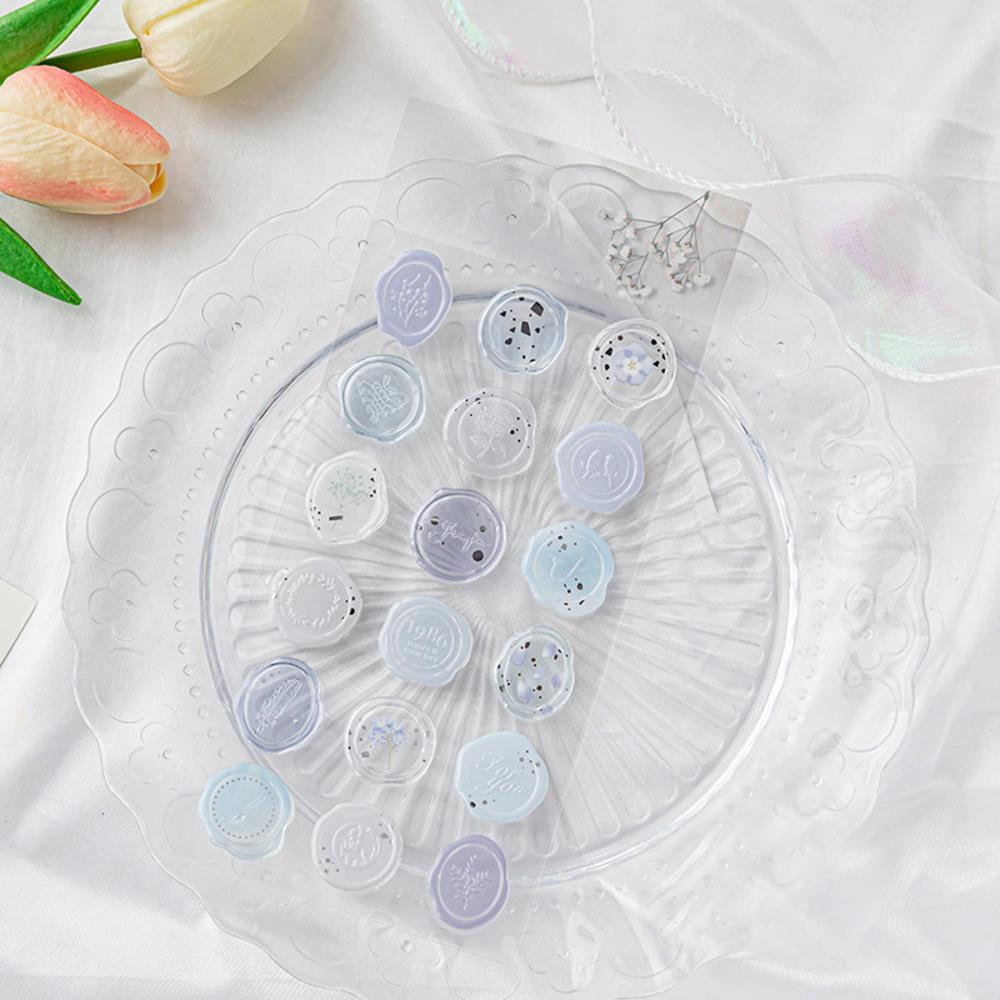 18pcs Vintage Wax Seal Stamp Stickers DIY Scrapbooking Journal Planner Decorations Envelope Plastic Sealing Wax Labels