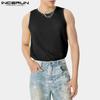 INCERUN Men Sleeveless Hollow Out Webbing Beach Party Fishnet Tank Tops