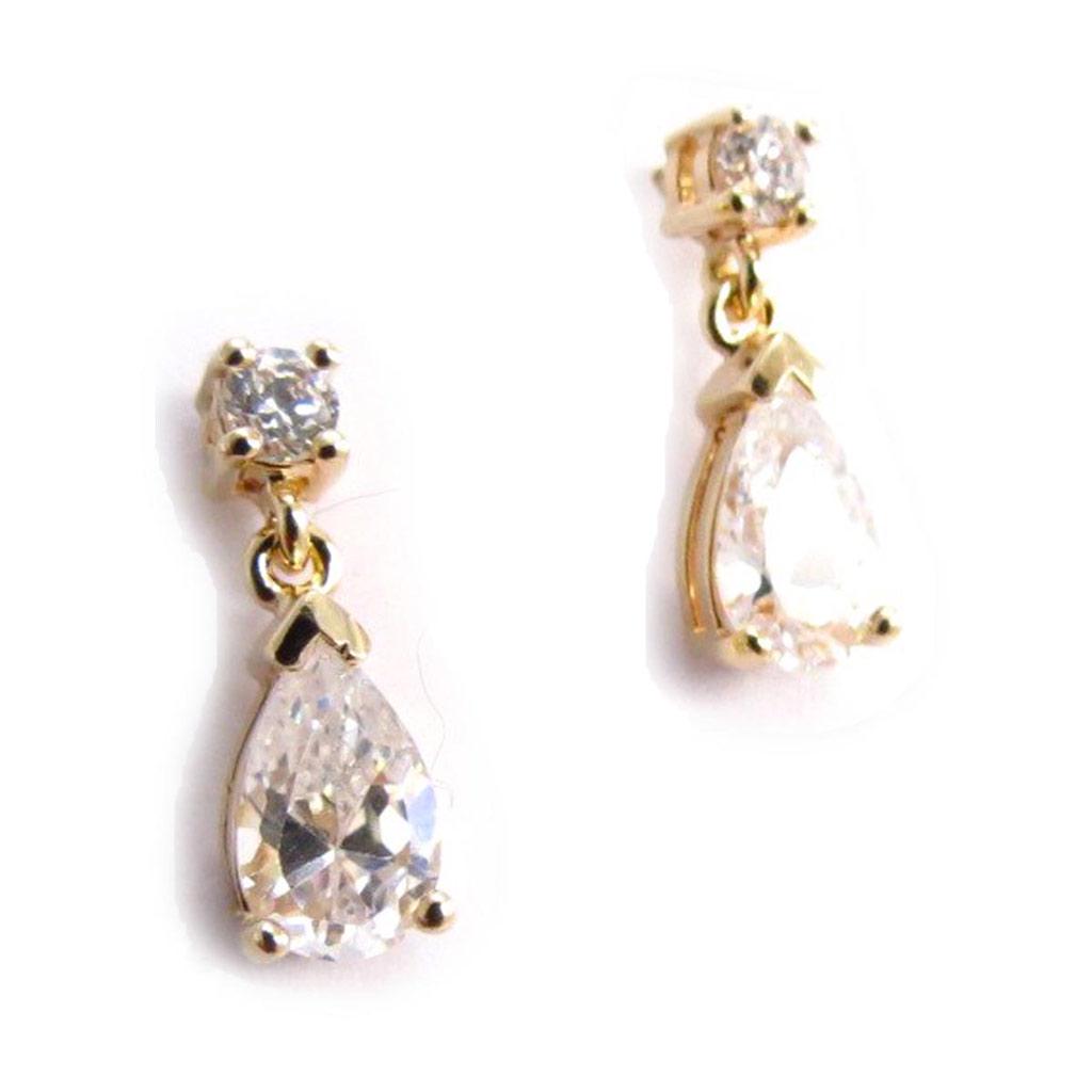 Les Trésors De Lily [J7109] - Kolczyki pozłacane 'Damoiselles' biało-złote - 15x6 mm