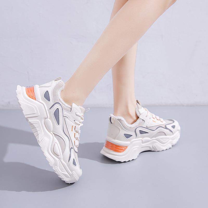 Women Winter Sneakers 2024 Casual Female Platform Increase Lace Up Plus Velvet Thicken Cotton Warm Sports Shoes Zapatos De Mujer