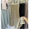 Women's Pleated A Line Midi Skirts Loose Fit Solid Color Casual Spring Skirt