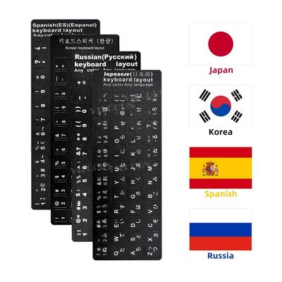 Wear-Resistant Keyboard Stickers with Spanish Russian Japanese Korean Letters for Laptop PC