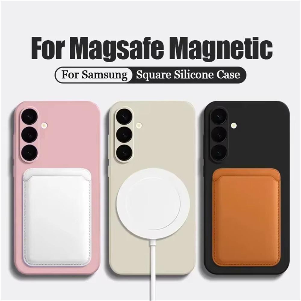 Matný magnetický kryt na telefon z tekutého silikonu pro Samsung Galaxy S25 S24 Ultra S23 S22 Plus S21 FE pro kryt pro bezdrátové nabíjení Magsafe