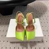 Fashion New Satin Mary Jane Fashion Sandals European American Women's Summer Square Head Thick Heel Shopping Commuting Style High Heels