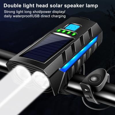 Multifunktionales Fahrradlicht, hohe Lumen, superhell, wasserdicht, Solar-Lade-LED-Fahrrad-Frontscheinwerfer mit Hupe