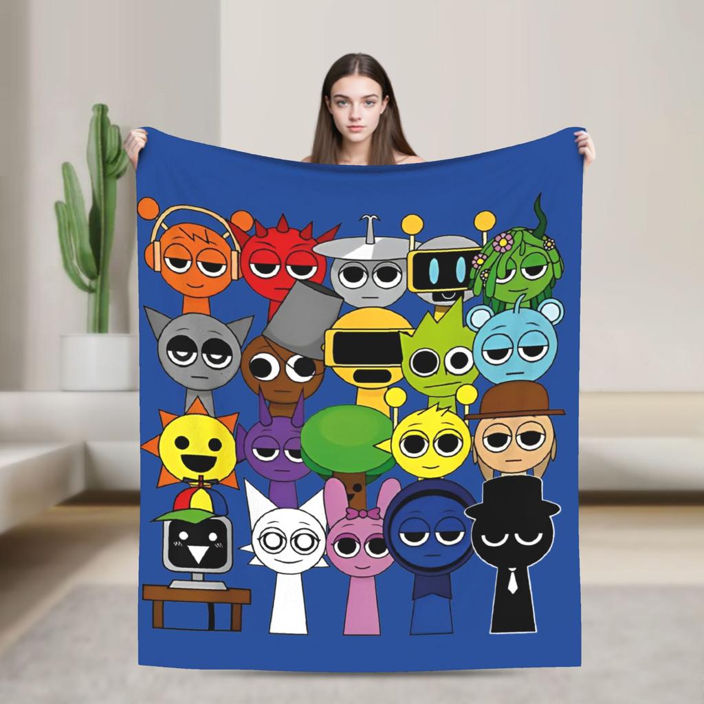 Sprunkis Plush Blanket Cartoon Game  Awesome Throw Blankets for  Sofa Bedding Lounge 150*125cm Plush Thin Quilt