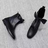 New Leather Round Head Bow Lace-up V-mouth Flat Bottom Casual Versatile Short Boots Women