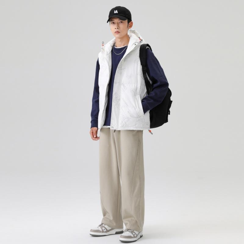 Trendy Vest Men's Autumn and Winter Thickened Warm Hooded Vest Fashion Casual Waistcoat