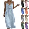 Women's Casual And Fashionable Slim Shoulder Strap Sleeveless V-neck Hollowed Out Loose Dress