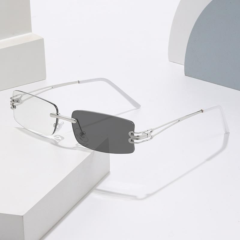 New square rimless mercury sunglasses female pure desire Internet celebrity personality hip-hop versatile photosensitive mirror