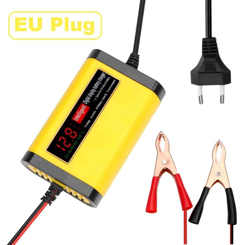 Зарядное устройство 12 В 2 А с умным цифровым дисплеем, улучшенное, для мотоциклов, автомобилей, свинцово-кислотных аккумуляторов, ремонт, стабилизация напряжения, защита China Mainland жёлтый