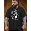 European Size Men's Large Barbecue Pattern T-Shirt - Oversized Casual Summer T-Shirt with Barbecue Illustration