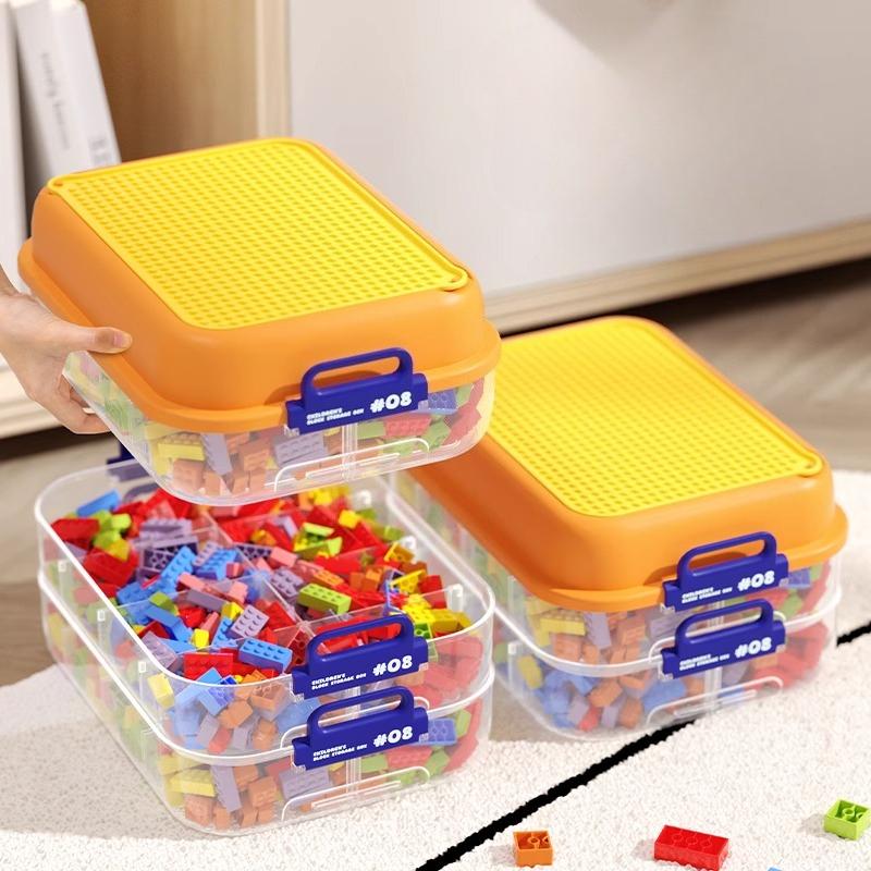 3 Layers Building Block Storage Box Organizer with Lid Transparent Figures Toy Storage Box Kids Assembly Parts Grids Storage Box