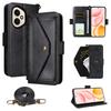 For Honor 400 5G (Global) Leather Case Magnetic Closure Wallet Stand Phone Cover with Crossbody Strap