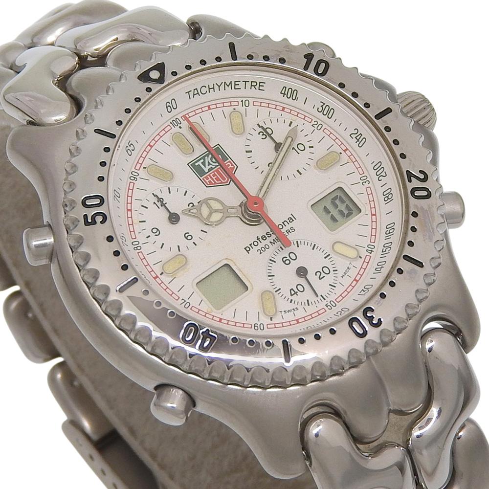 Tag Heuer Cell Watches CG1111-0 WhiteDial Stainless Steel Quartz Chronograph Mens Used