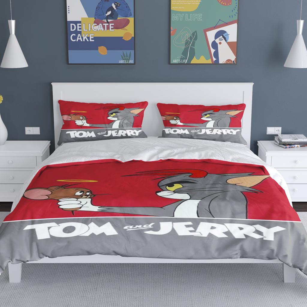 Duvet Cover Cats Set for Childern Home Boys Girls Cartoon Co-branded Jerry Mouse Modern 2 Piece Bedding Sets