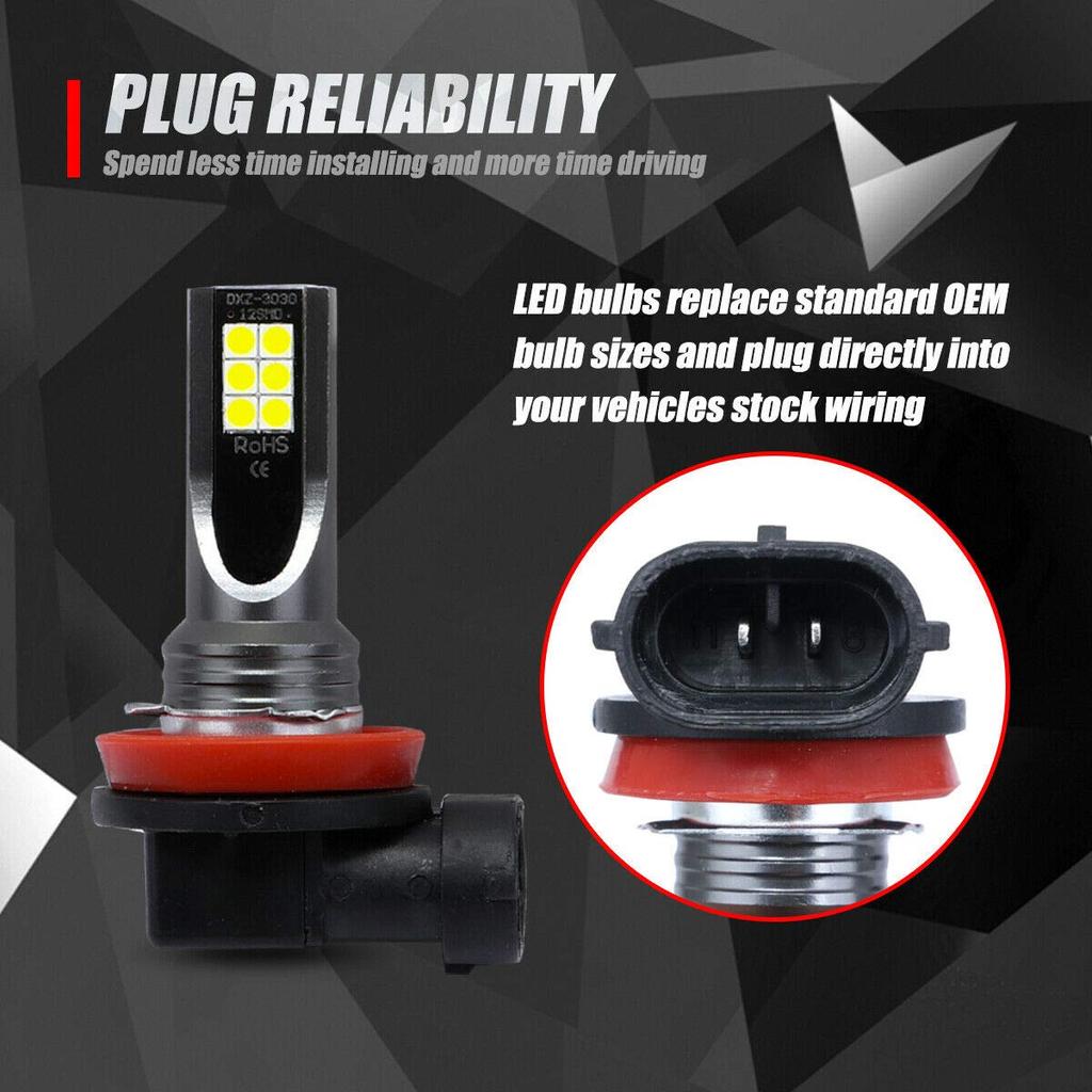 CRAKES 2 Stück Auto H11 H8 H9 COB 60W 6000K LED Scheinwerfer Nebelscheinwerfer Lampe Halogen Kit Klares Weißes Licht