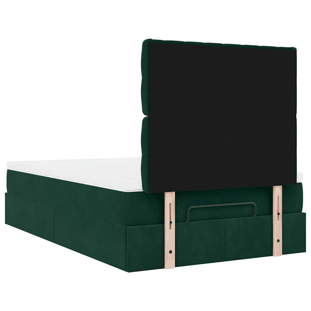 Ottoman Bed with Mattress Dark Green 120x200 Cm Velvet