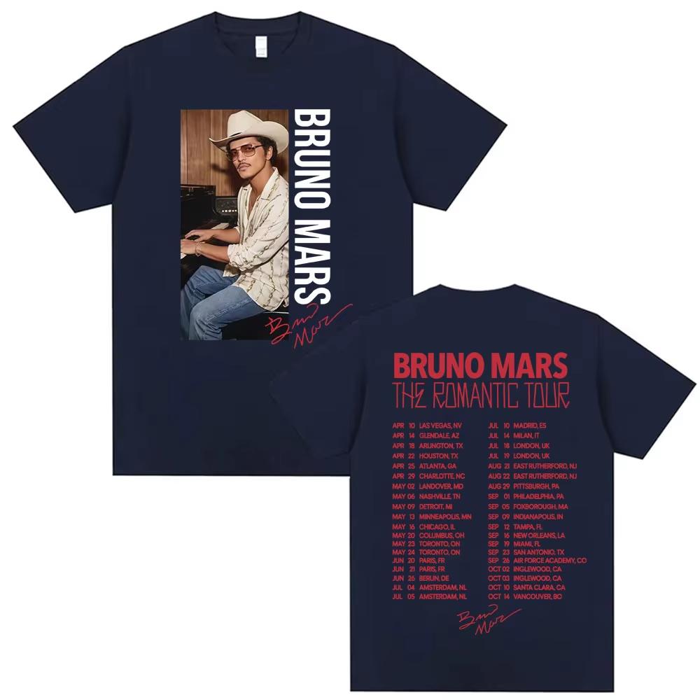 Bruno Mars Signatures The Romantic Tour 2026 Spring Summer T Shirt Fan Gift Men Women Fashion 90s Vintage Pure Cotton Streetwear