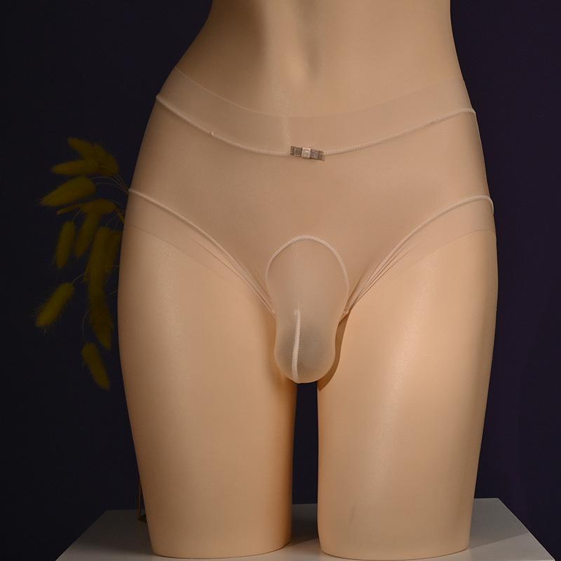 Silky Smooth Sissy Pouch Panties Open Crotch Couple Lingerie Briefs Men Bulge Pouch Sheath Glossy Elastic Crossdresser Underwear