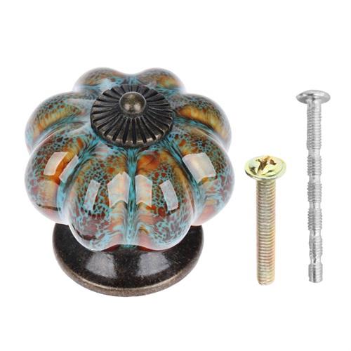 

1pc Antique Pumpkin Ceramic Door Knob for Cabinets Cupboard Dresser Drawers Kitchen Furniture Handles Pulls with 2 Sizes Screws