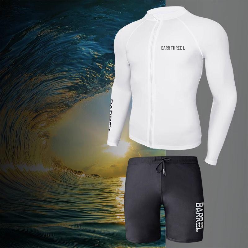 Korean Men's Long Sleeve Quick-Dry Diving Suit: Jellyfish-Proof Snorkeling & Surfing Set.