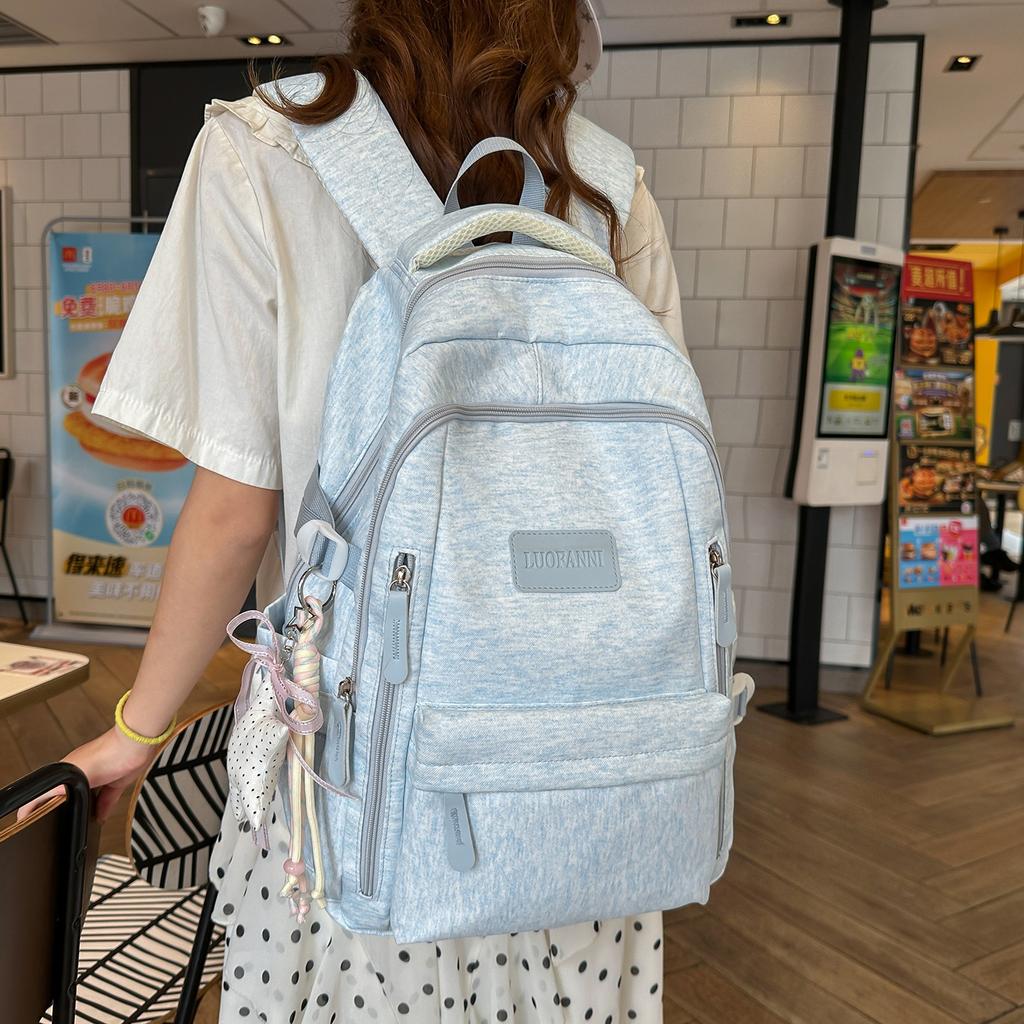 Schoolbagins Simple Large-capacity Schoolbag High School Student Junior High School Student College Student Versatile Solid Color Backpack Women's