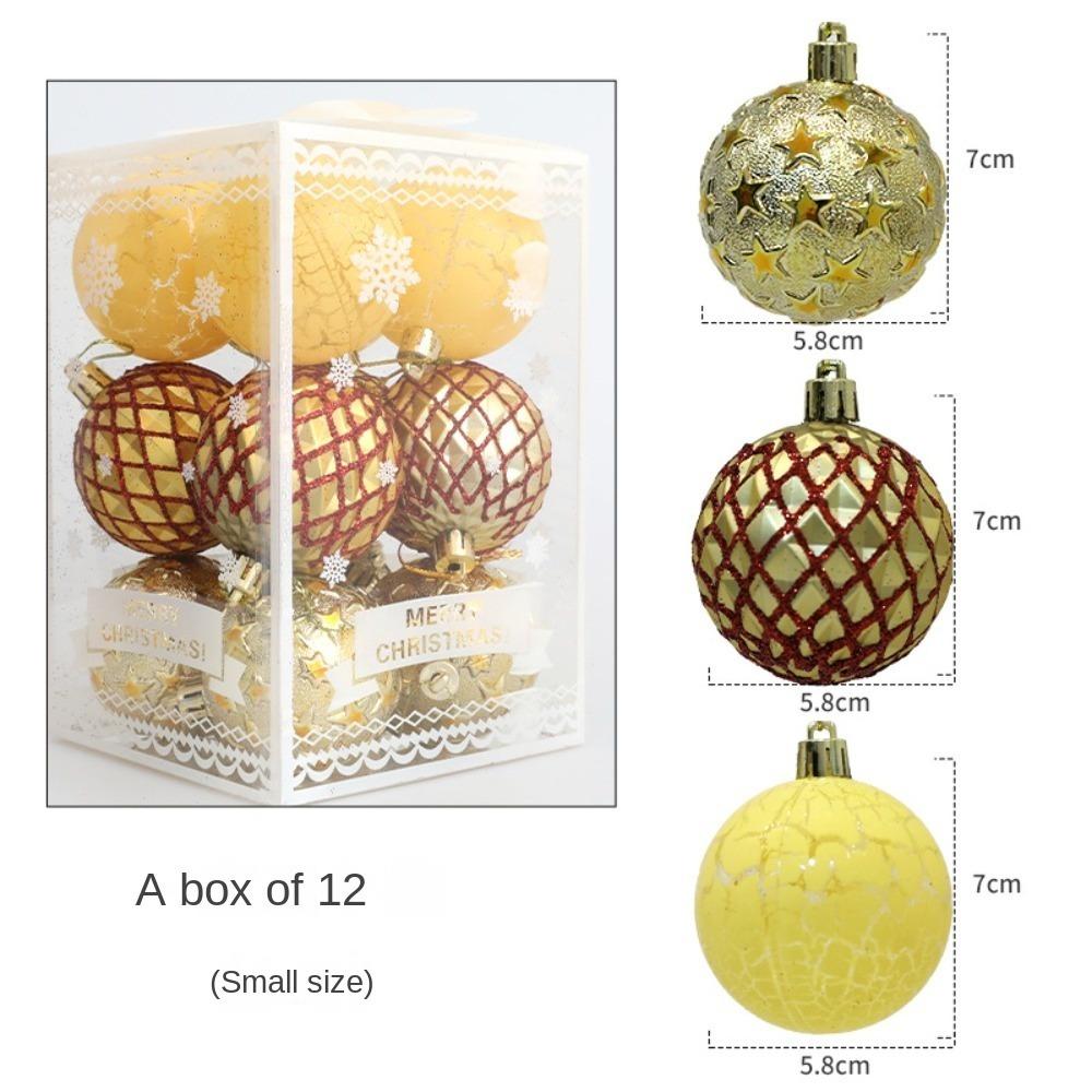 12Pcs/Box Plastic Christmas Gifts Boxes Pendant DIY Crafts Painted Christmas Decorations