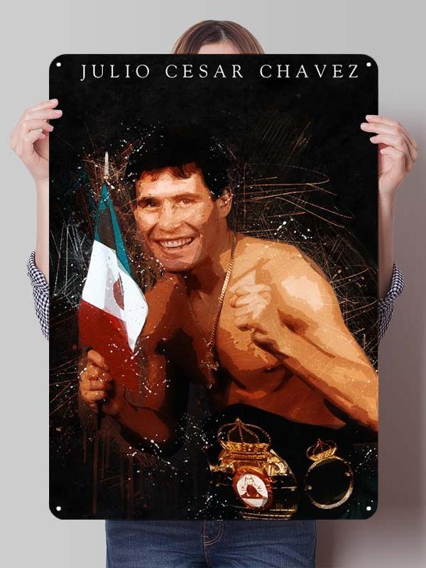 Julio Cesar Chavez Boxer Metal Signs Gaming Room Decoration Custom Metal Plates Boxing Poster for Wall Art Decoration Retro Home
