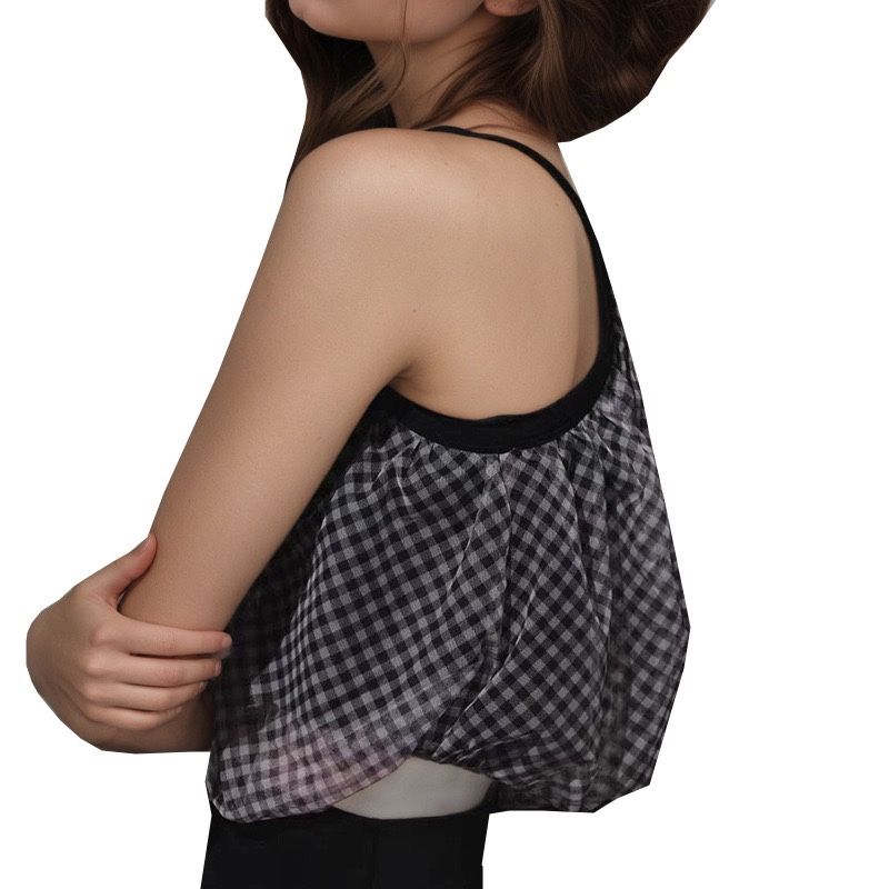 One Shoulder Gingham Beauty Back Exercise Bra Women's Oblique Shoulder Yoga Intimates Outwear Running Workout Vest with Chest Pad Slim Looking