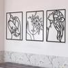 3 Pieces Metal Wall Art Abstract Woman Line Drawing Black Home Decor Living Room Kitchen Bathroom Gift