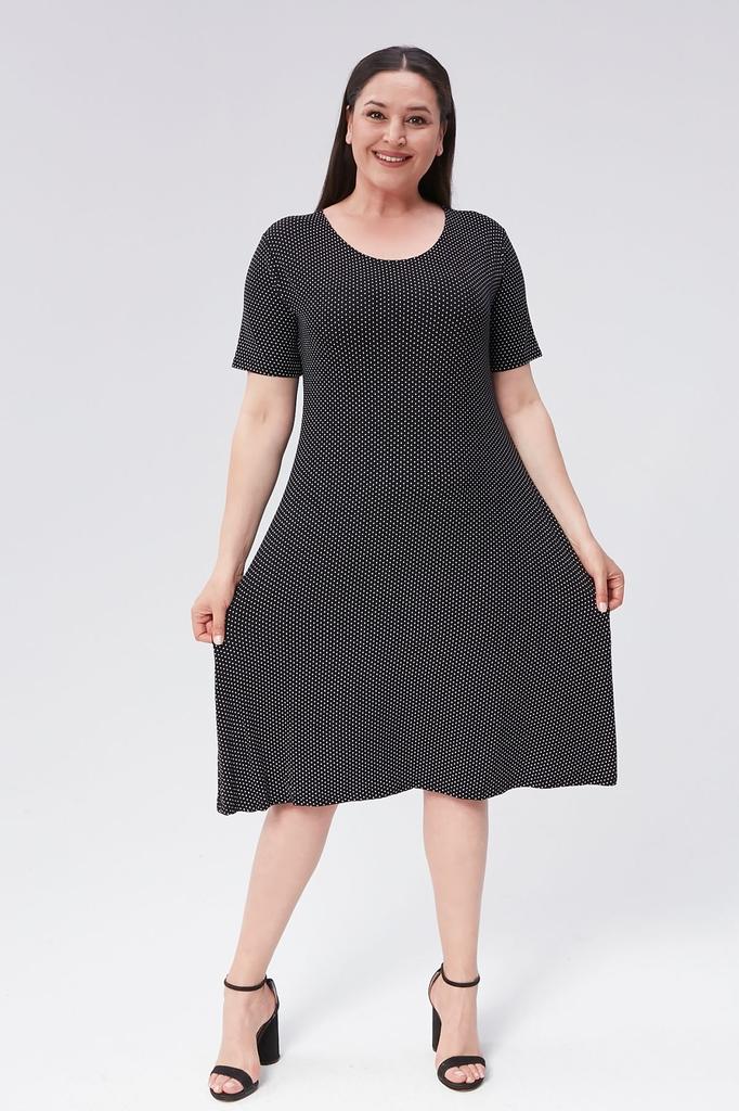 Damska sukienka w dużym rozmiarze z wiskozy, z krótkim rękawem i kwiatowym wzorem